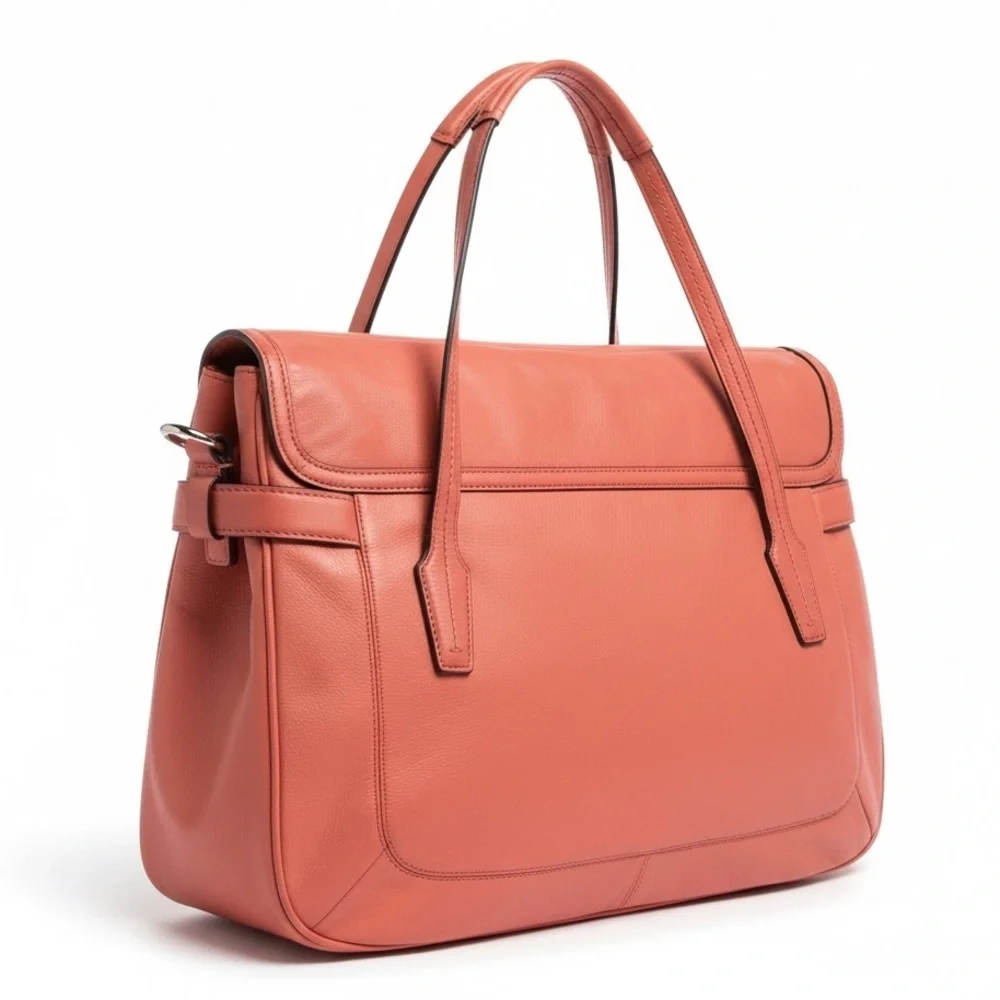 COACH Taylor Marin Satchel Coral Salmon Pink Leather F26781 Crossbody Bag $398 - Picture 7 of 15